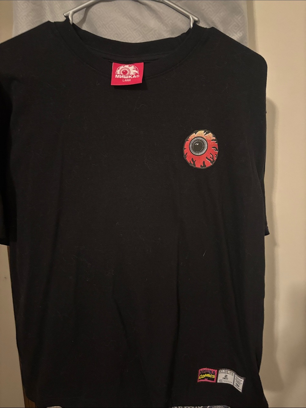 Black Graphic Comic-Style Crewneck T-Shirt